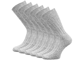 6 paar Noorse wollen sokken - Licht Grijs Gemêleerd