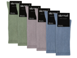 6 paar Katoenen damessokken - Naadloze sokken - Groen/Zacht Grijs/Blauw