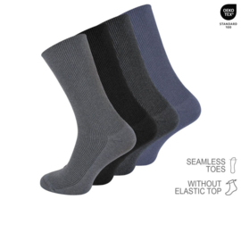4 pack diabetes sokken - Niet knellende boord - Blauw/Grijs/Zwart Mix