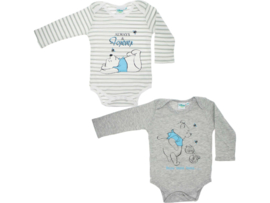 2 Pack Baby Rompertje - Winnie de Poeh - Katoen - Grijs-Wit