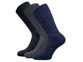 3 paar Noorse wollen sokken -  Antraciet/Grijs/Jeansblauw