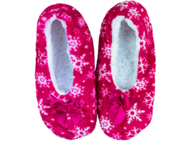 Pantoffels Dames - Wollen sloffen - Antislip - Sneeuwvlokjes - Roze