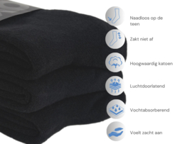 3 paar Katoenen sokken - Badstof - Naadloze sokken - Basic/Zwart
