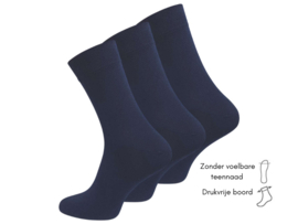 3 paar diabetes sokken - Drukvrije boord - Marineblauw