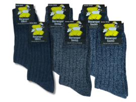6 paar Noorse wollen sokken -  Antraciet/Grijs/Jeansblauw