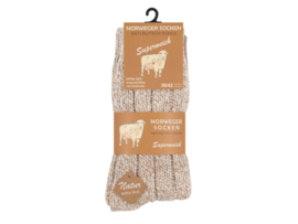 2 paar Noorse wollen sokken met antislip - Beige/Bruin