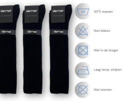 3 paar SQOTTON® Kniekousen met Badstofvoering - Naadloos - Zwart
