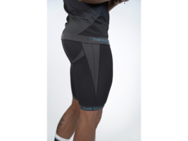 Performance heren sportset - sportshirt met korte mouwen - korte broek - Zwart/Grijs