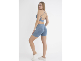 Sportbeha met spaghettibandjes en gekruiste rug – WOOSTER® - Jeansblauw
