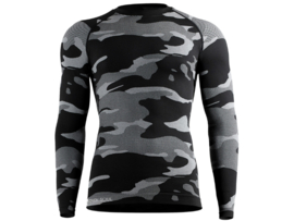 Heren thermoshirt met lange mouwen - Camouflage Zwart