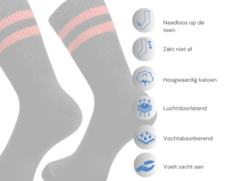 3 paar Naadloze herensokken met strepen - Zwart/Rood