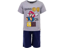 Kinderpyjama - Shortama - Super Mario - Grijs/Marineblauw