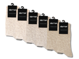 6 paar SQOTTON® Katoenen sokken - Naadloos - Beige-mix