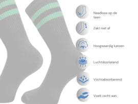 3 paar Naadloze herensokken met strepen - Zwart/Groen