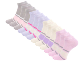 12 paar Dames sneakersokken - Soft Mix - Wide Stripe