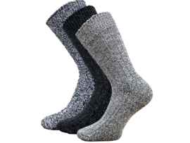 3 paar Noorse wollen sokken -  Antraciet/Gemêleerd grijs en blauw