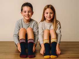 2 Paar kindersokken - Strepen - Marineblauw