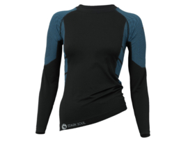 Dames thermoshirt met lange mouwen - Zwart/Turquoise