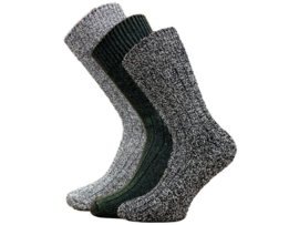 3 paar Noorse wollen sokken - Donker groen, Zwart en Grijs gemêleerd