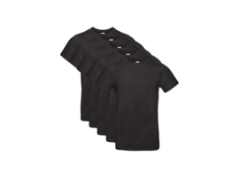 5 stuks Basic T-shirts Regular - 100% Katoen - Zwart
