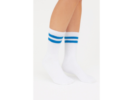 3 paar Naadloze damessokken met strepen - Wit/Blauw