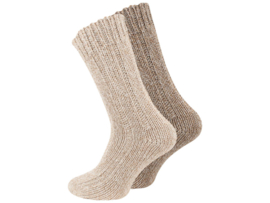 2 paar Noorse wollen sokken - Unisex - Beige mix