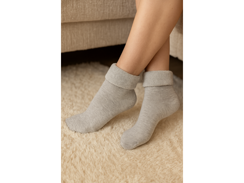 Thermo Huissok - Katoen - Naadloos - Lichtgrijs - One size (36-40)