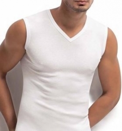 Bonanza A-shirt - V-hals - mouwloos - wit
