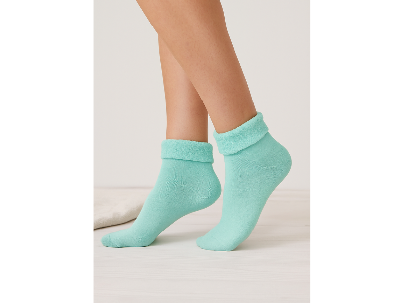 Thermo Huissok - Katoen - Naadloos - Lichtblauw - One size (36-40)