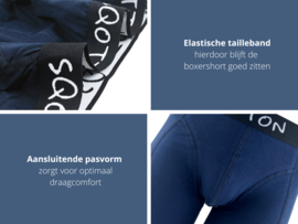 Heren boxershort - SQOTTON® - Extra lange Pijp - Marineblauw