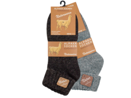 2 paar dames wollen sokken - met Alpacawol - Zwart/Antraciet