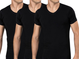 3 stuks SQOTTON®  V-hals T-shirt - Zwart