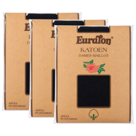 3-Pack - Katoenen damesmaillot/panty - 80 denier - Mat - Zwart