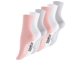 6 paar Bamboe sokken - Naadloos - Roze/Wit/Grijs