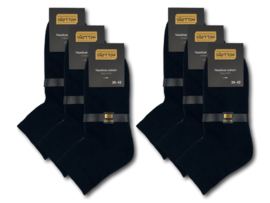 6 paar Quarter sokken - Badstof - Naadloos - Gold Label - Zwart