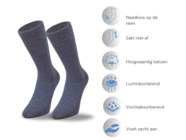 6 paar SQOTTON® Katoenen sokken - Naadloos - Jeans-mix