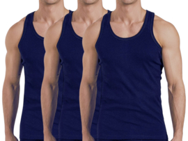 3 stuks onderhemd - SQOTTON® - 100% katoen - Marineblauw