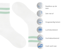 3 paar Naadloze damessokken met strepen - Wit/Groen