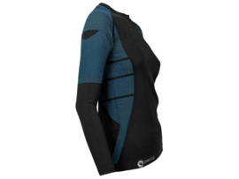 Dames thermoshirt met lange mouwen - Zwart/Turquoise