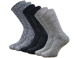 6 paar Noorse wollen sokken -  Antraciet/Gemêleerd grijs en blauw