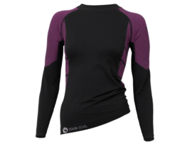 Dames thermoshirt met lange mouwen - Zwart/Roze