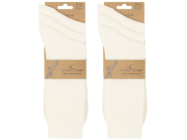 Premium 100% katoenen sokken - Rib -  Naadloos - 6 Pack - Beige
