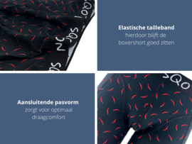 Boxershort - SQOTTON® - Chili Peppers - Zwart