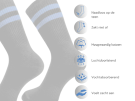 3 paar Naadloze herensokken met strepen - Zwart/Blauw