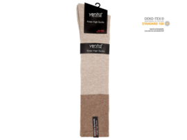 3 paar Kniekousen - Rib motief - Bruin/Beige