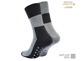 4 paar warme antislip sokken - Badstof - Unisex - Zwart/Grijs