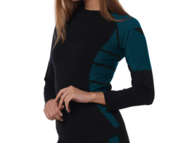 Dames thermoshirt met lange mouwen - Zwart/Turquoise