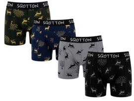 SQOTTON® Katoenen boxershorts - 4-Pack - Forest Deer