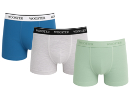 3-Pack WOOSTER® Jongens Boxershorts - Blauw-Grijs-Groen