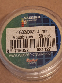 6 facet kraal Aqua blauw